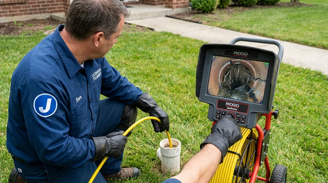 Sewer camera inspection being performed by Johns Plumbing LLC in Belpre